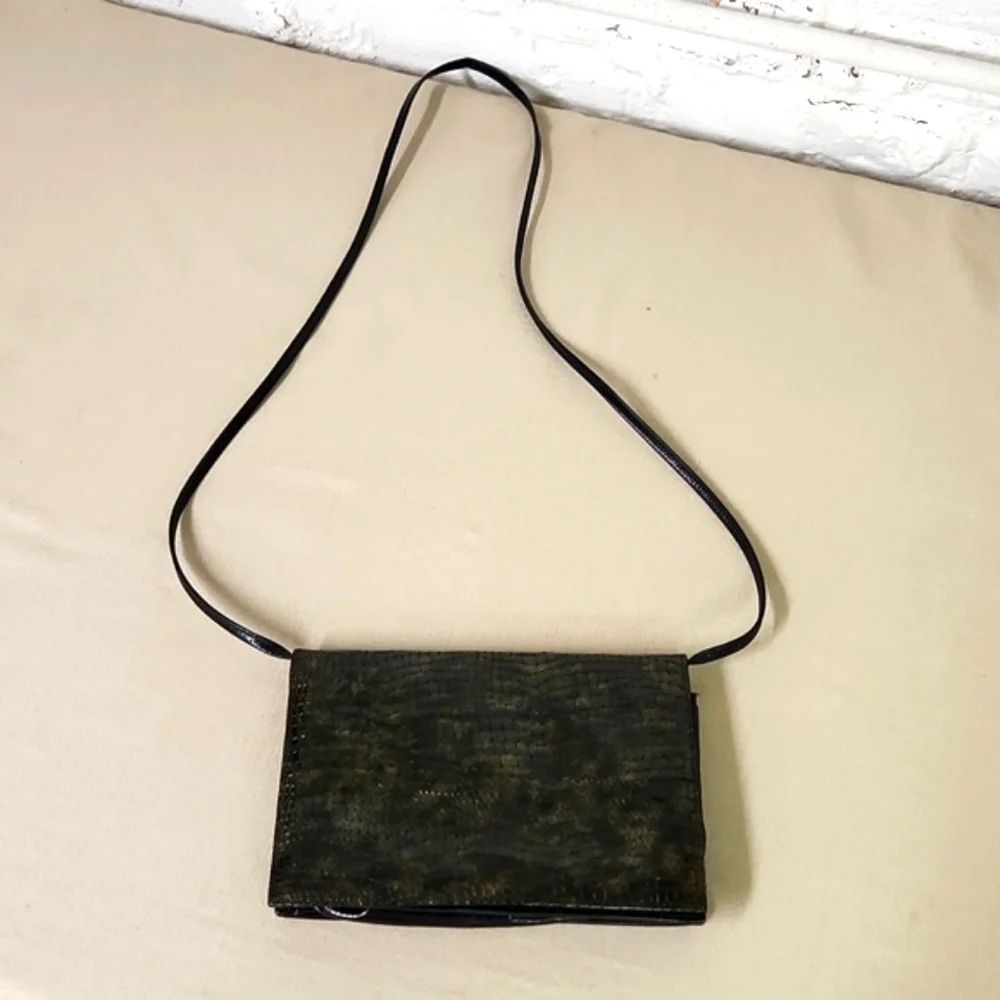 Ana Bonilla Snakeskin Leather Made in Spain  Black Crossbody